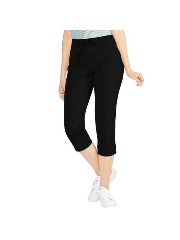 Enamor Essentials E018 Stretch Cotton Lounge Capri Pants- Jet Black