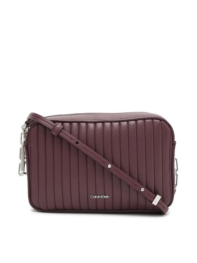 calvin klein fashion Calvin Klein Solid Burgundy Pu Crossbody Bag-picture-10