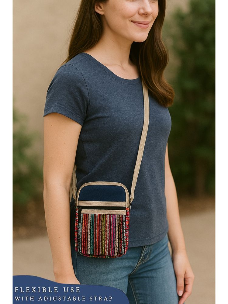 THE PURANI JEANS Jute Denim Mobile Sling Bag-picture-28
