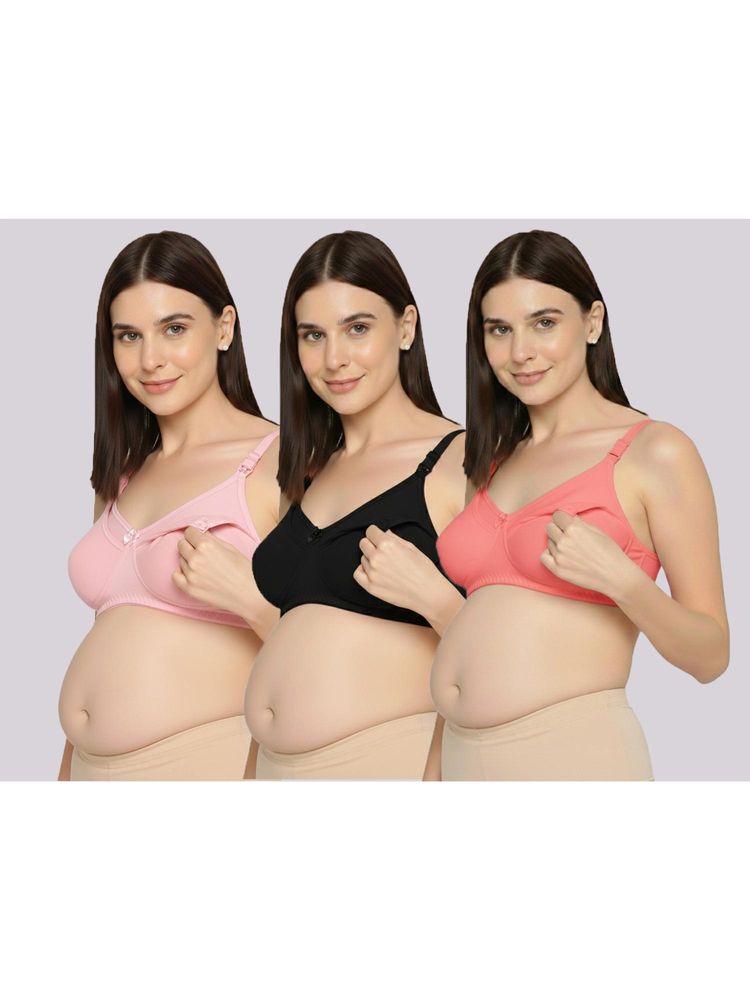 Evamomies Women Multi-Color Non Wired and Non Padded Maternity Bras (Pack Of 3)-picture-10