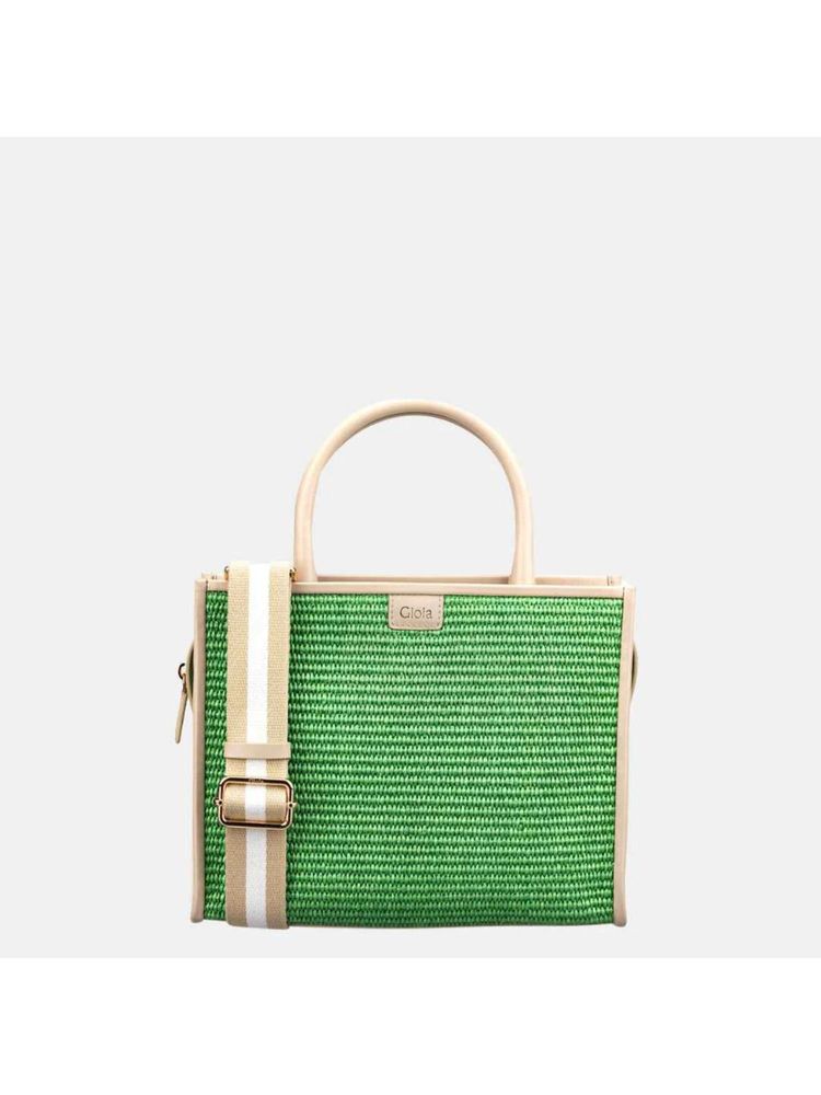 Gioia Green Raffia Book Tote Bag-image-20