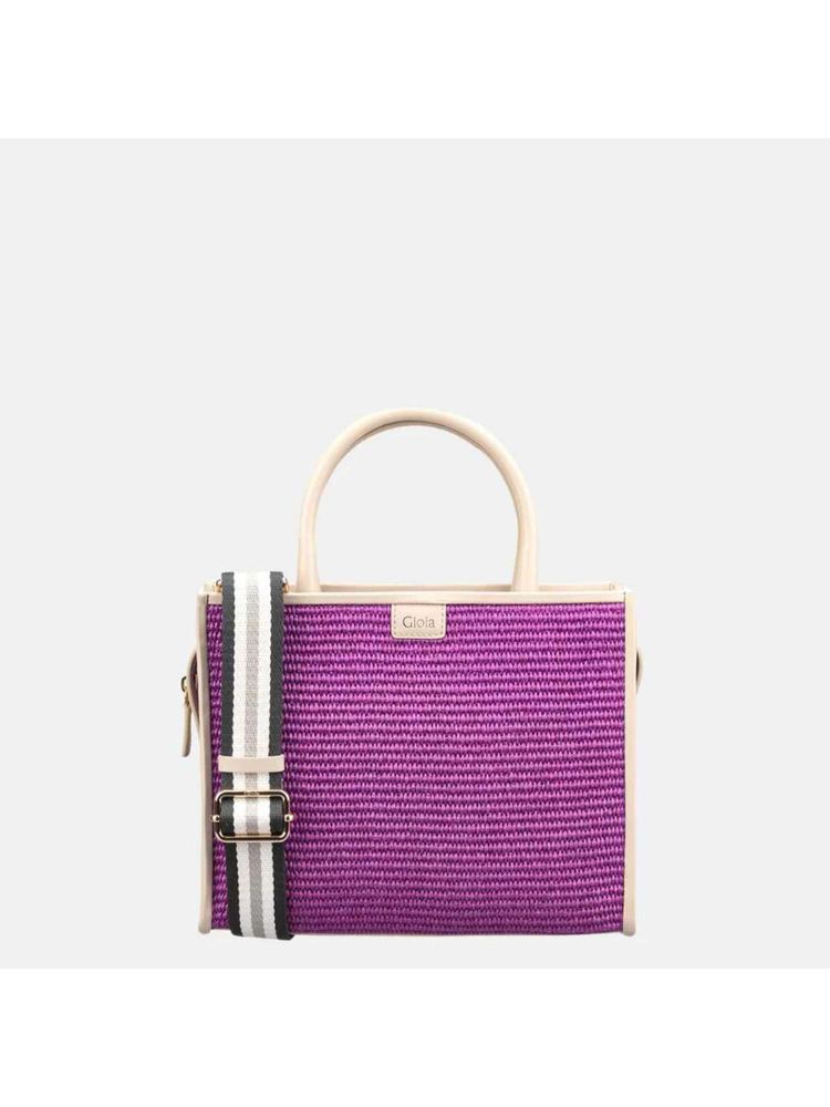 Gioia Purple Raffia Book Tote Bag-image-26