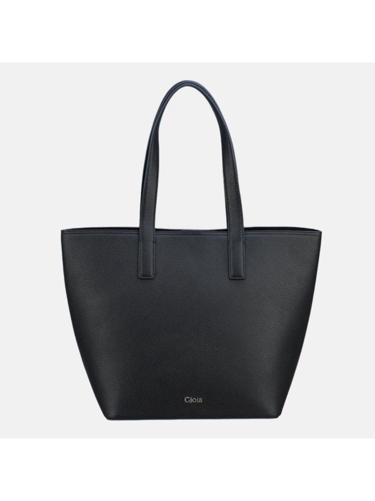 Gioia Black Renata Large Classic Leather Tote Bag-image-19