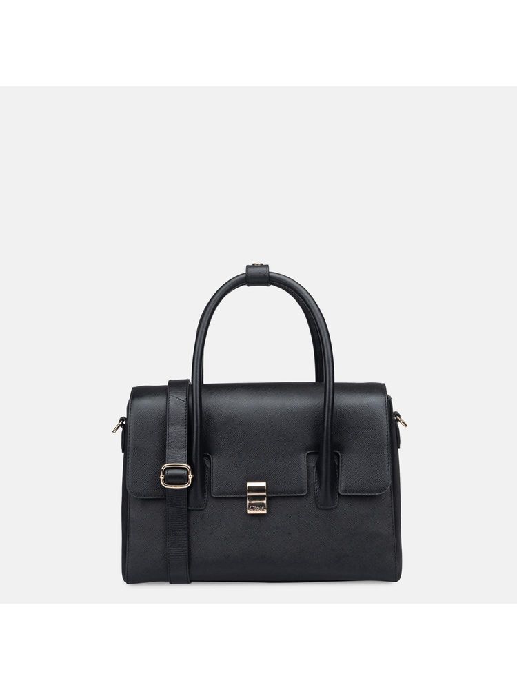 Gioia Black Saffiano Medium Top Handle Handbag-image-18