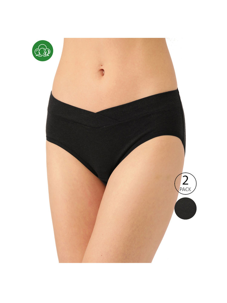 Inner Sense Organic Cotton Antimicrobial Maternity Panty - Black (Pack of 2)-picture-26