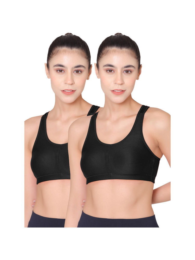 Bodycare Racerback Solid Color Pack of 2 Sports Bra-E1612 - Black-picture-16