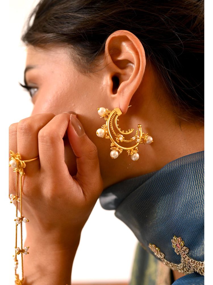 Tangerine Hoor Hoop Bali Earrings-image-5
