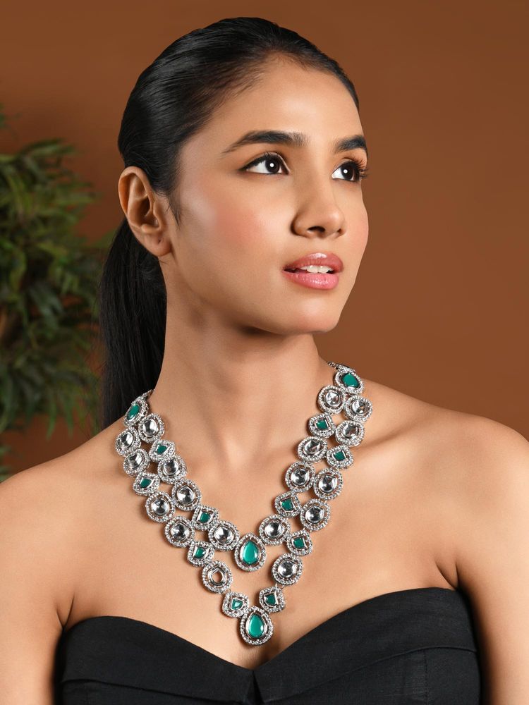 I Jewels Silver Plated Kundan Long Necklace For Women-picture-31