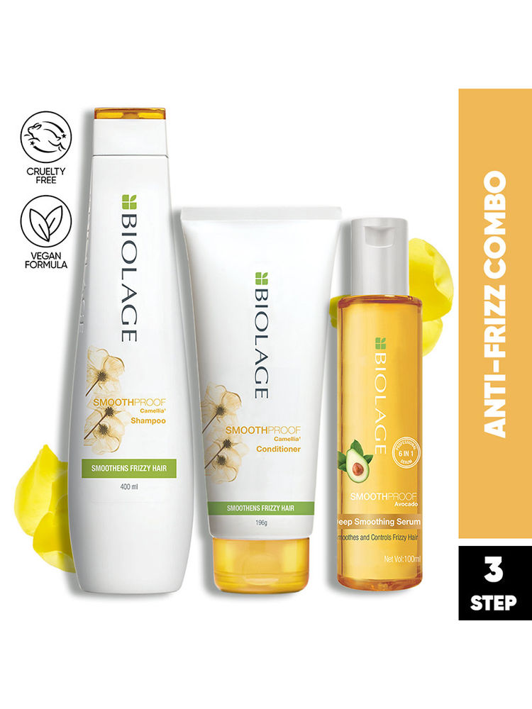 Matrix Biolage Frizz-Free Hair Regime With Smoothproof Shampoo, Conditioner & Serum Combo