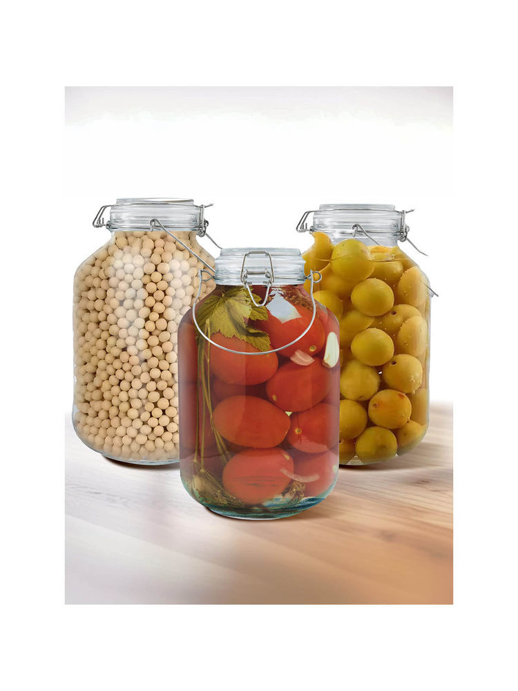 The Better Home Transparent Glass Storage Jar, 5L, (Pack Of 3)-picture-5
