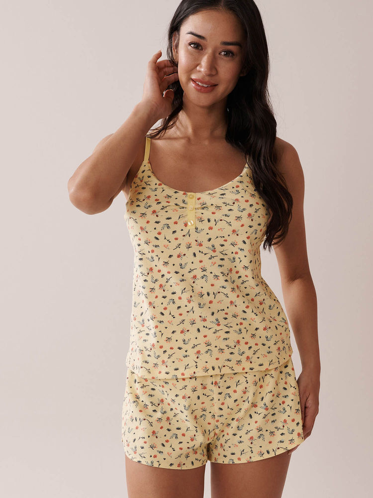 La Vie En Rose Ditsy Floral Print Ribbed Cami Top-picture-13