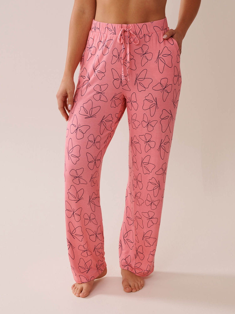 La Vie En Rose Butterfly Print Soft Jersey Pyjama-image-18