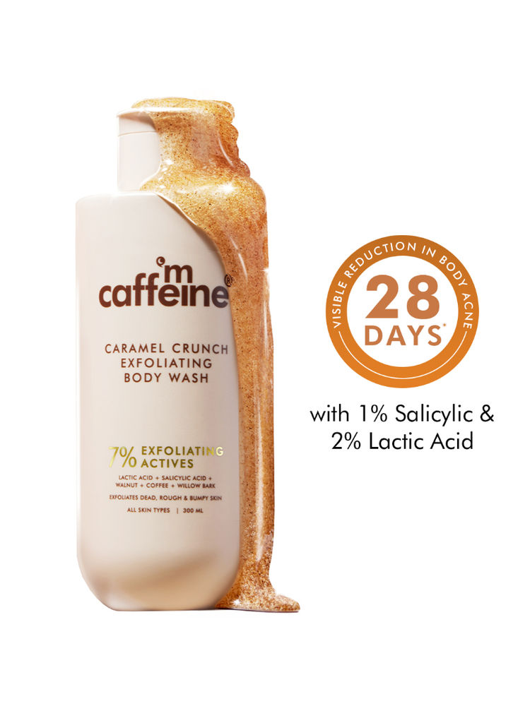 mCaffeine 7% Exfoliating Body Wash- 1% Salicylic 2% Lactic Acid | Shower Gel to Reduce Body Acne