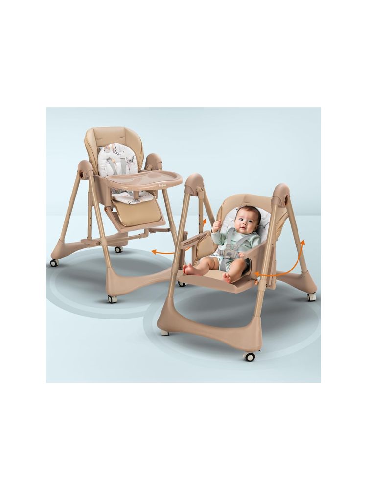 BAYBEE Beige Nivio Convertible 3-in-1 Baby High Chair for Kids (18-24 Months)