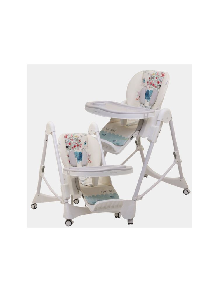 Polka Tots Kids Cream Portable Baby Dinning Table High Chair with Footrest-image-8