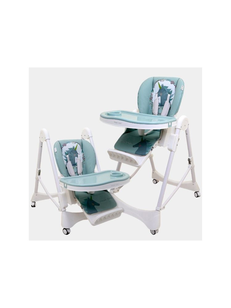 Polka Tots Kids Green Portable Baby Dinning Table High Chair with Footrest-image-4