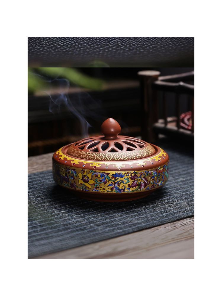 Ekhasa Ceramic Dhoop Dani Loban Burner Holder Stand Brown-picture-12