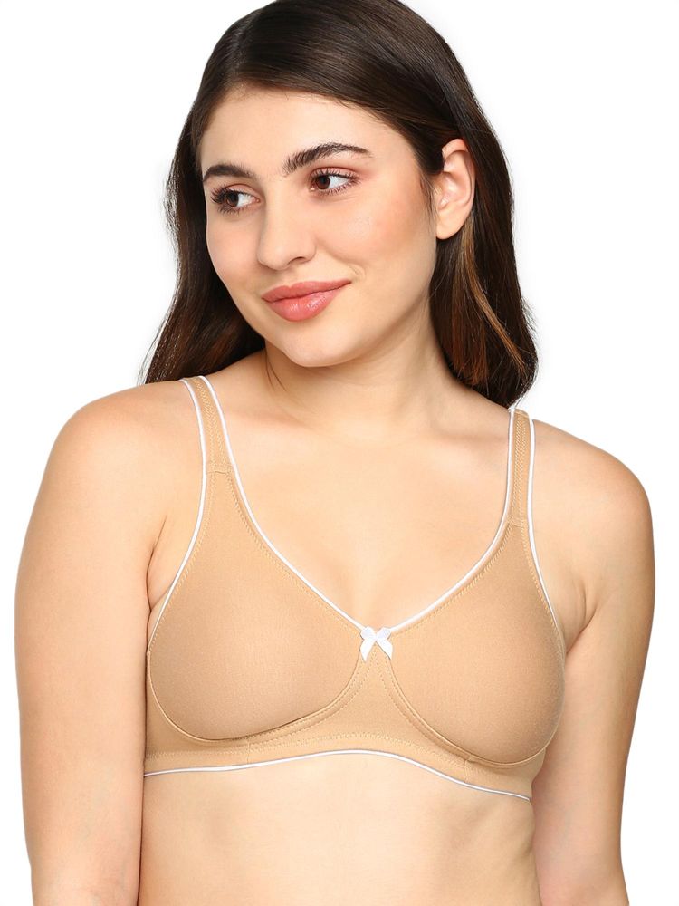 BLOSSOM Seamless Medium Coverage T-Shirt Bra with Wide Fabric Straps Beige-image-31
