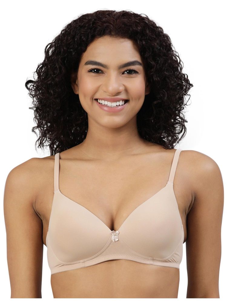 BLOSSOM Lightly Padded Polyamide Bra with Fabric-Covered Straps Beige-picture-18