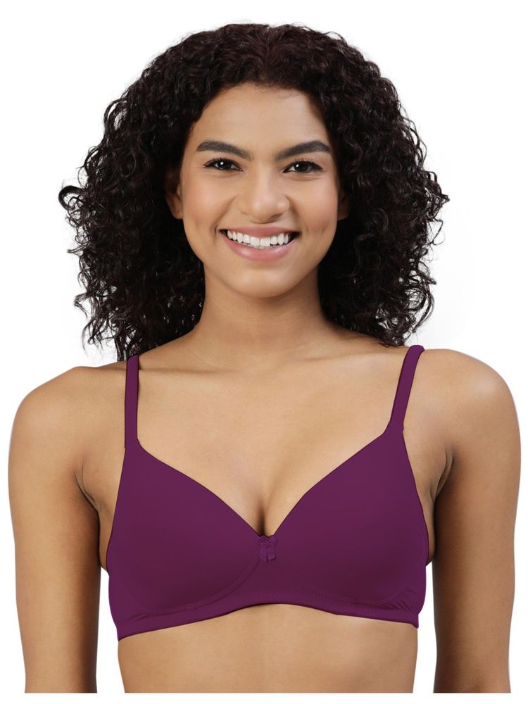 BLOSSOM Lightly Padded Polyamide Bra with Fabric-Covered Straps Wine-picture-12