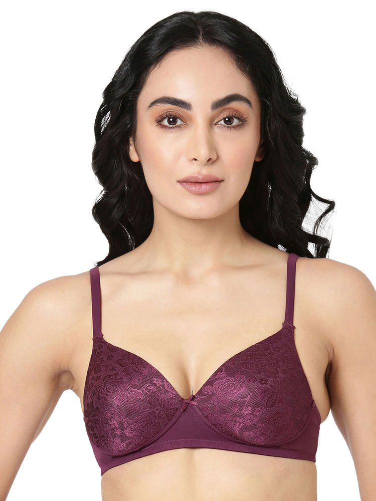 BLOSSOM Floral Solace T-Shirt Bra Wine-picture-12