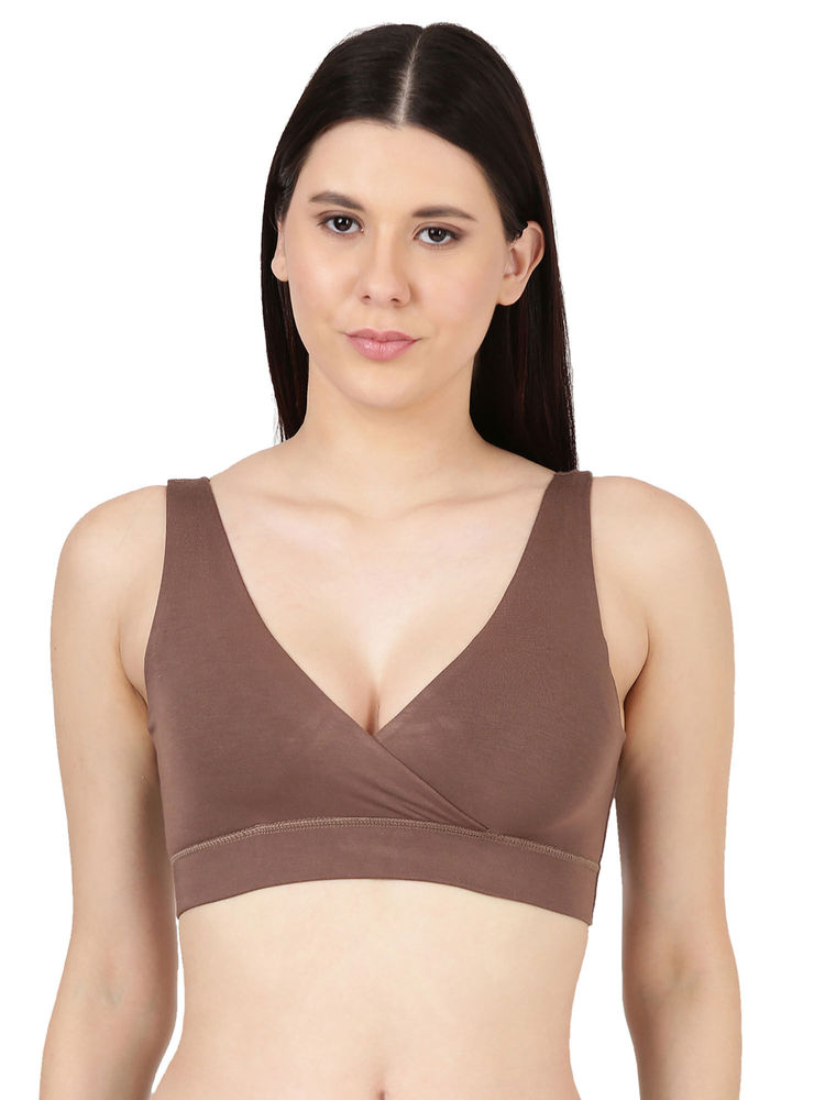 BLOSSOM Solid Leisure Bra Brown-image-4