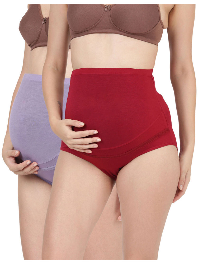 BLOSSOM Women Purple & Maroon Preggy Panties (Pack of 2) (Pack of 2)-picture-10