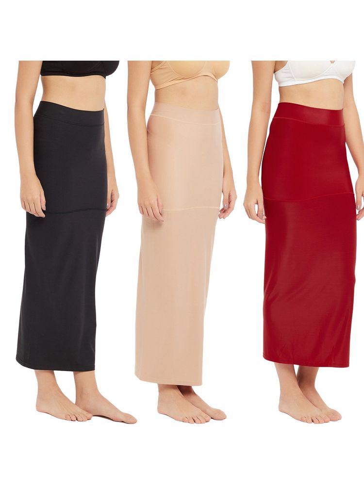 Secrets By Zerokaata Women Pack Of 3 Assorted Solid Saree Petticoat - Multi-Color (Set of 3)-image-6