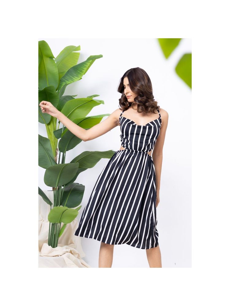 Erotissch Womens Black Stripped Beachwear Dress-image-7