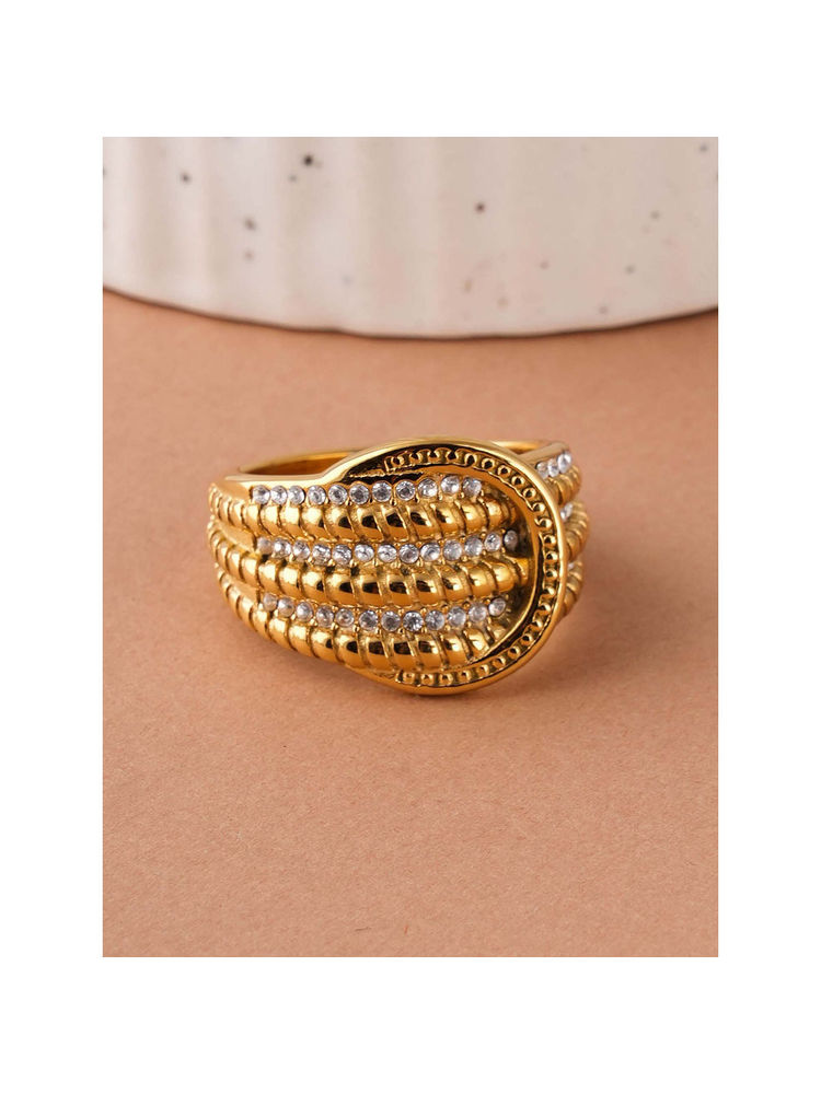 Palmonas Womens Waterproof Crystal Embellished Gold Statement Rings-image-25