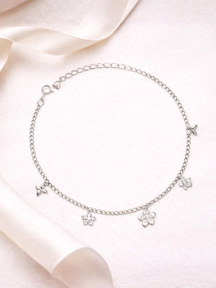 Axora Life Women 925 Sterling Silver Star and Flower Charms Anklets-picture-16