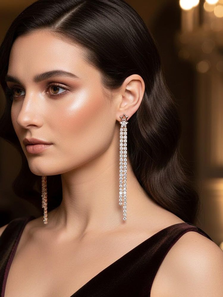 925 SILLER Women The Starlight Cascade Drop Earrings-image-3