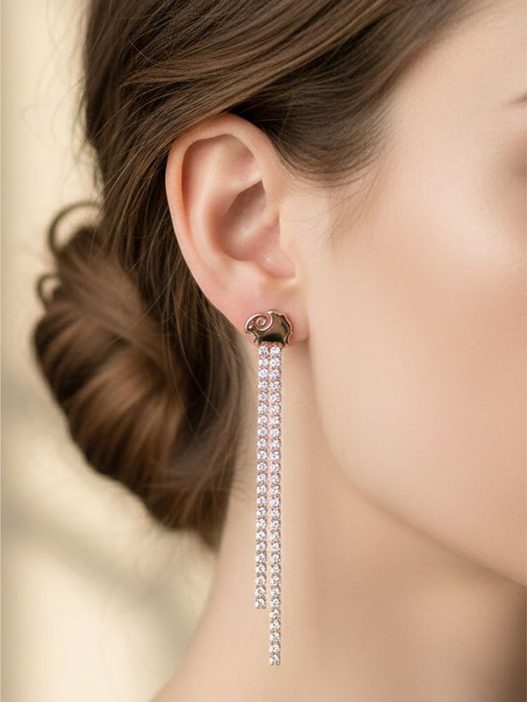 925 SILLER Women Rose Gold Plated Sparkling Sheep Drop Earrings-picture-40