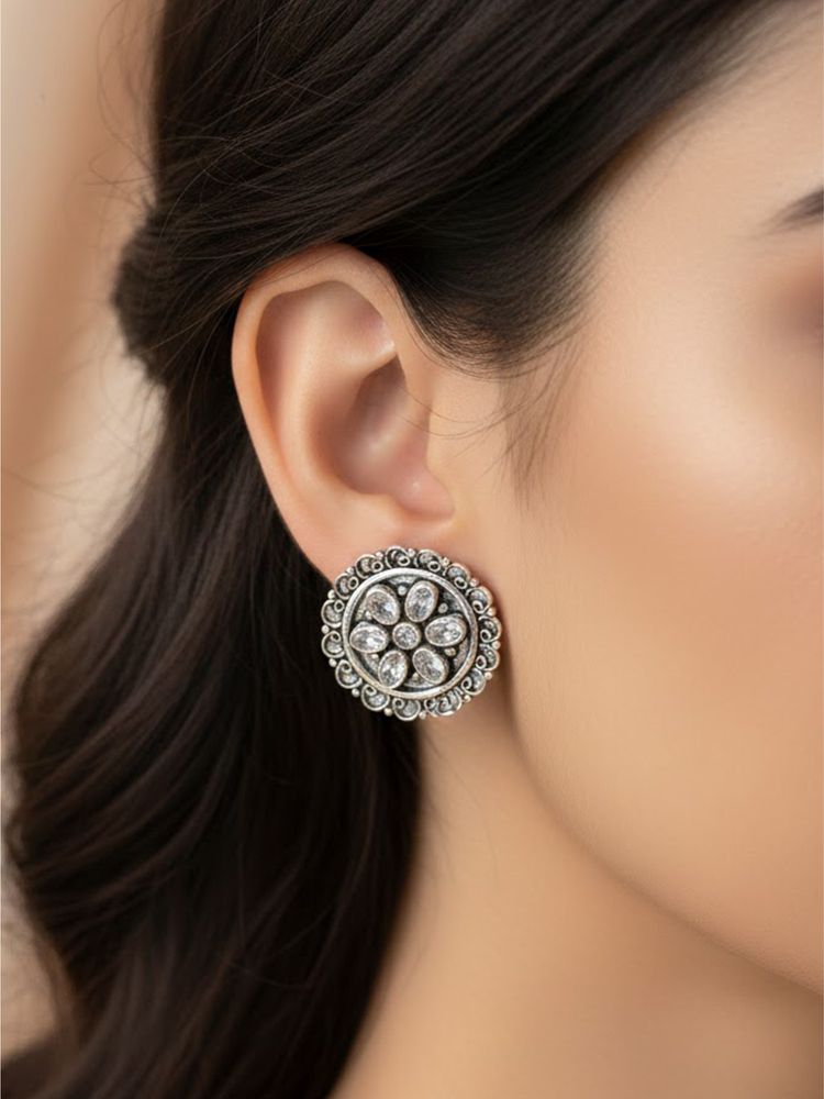 925 SILLER Women Shimmering Flora Stud Earrings-picture-24