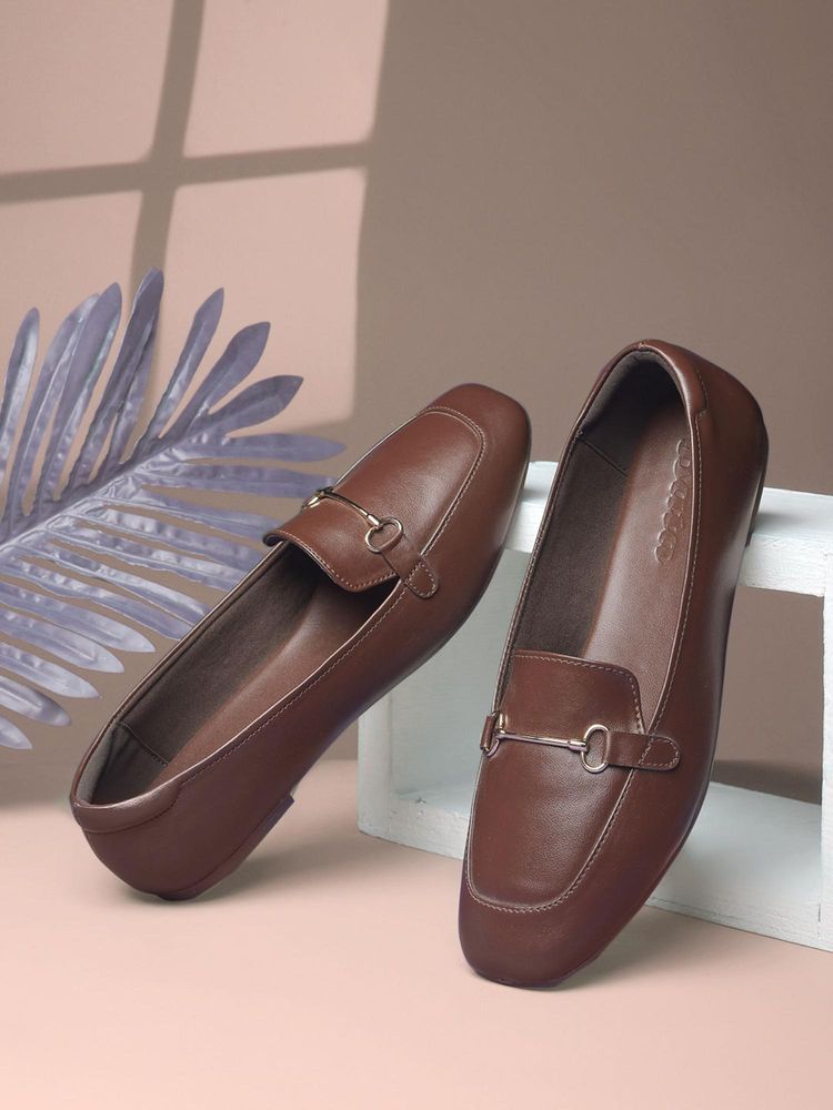 Bata Women Maroon Loafers-image-4