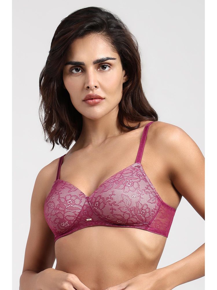 Van Heusen Women Wire free Medium Coverage Padded Lace Wine T-Shirt Bra-picture-28