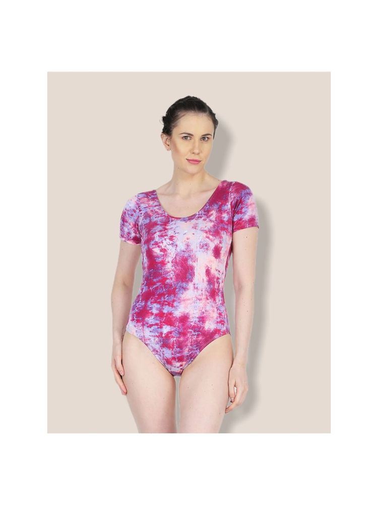 The Dance Bible Printed Pink Tie Dye Short Sleeve Bodysuit Leotard-picture-11