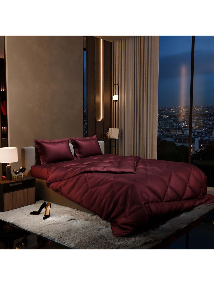 Stoa Paris Date Night Velvet Wine Satin Double Comforter-image-14
