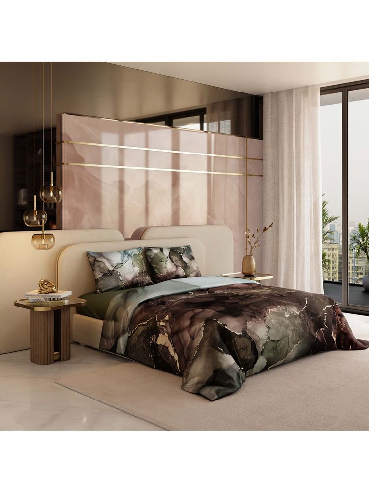 Stoa Paris Green 300 Tc Satin Bedsheet & Comforter with 2 Pillow Covers (King)-image-15