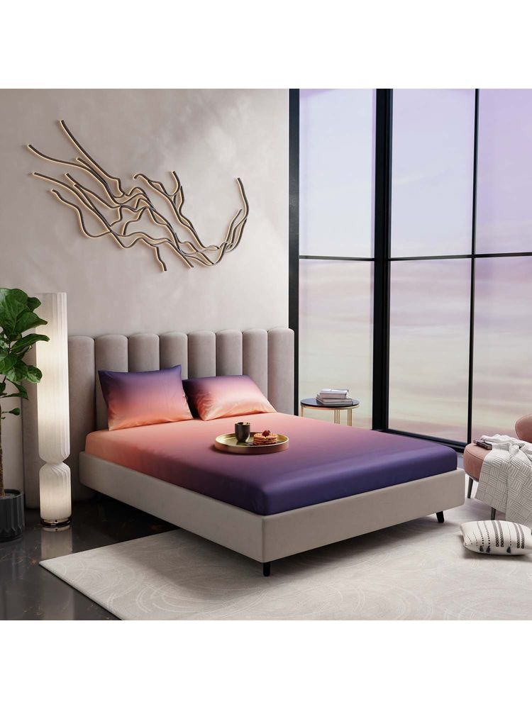 Stoa Paris Skies Of Paris Sunset Kiss 300 Tc Sateen Printed Double Fitted Sheet Set-image-3