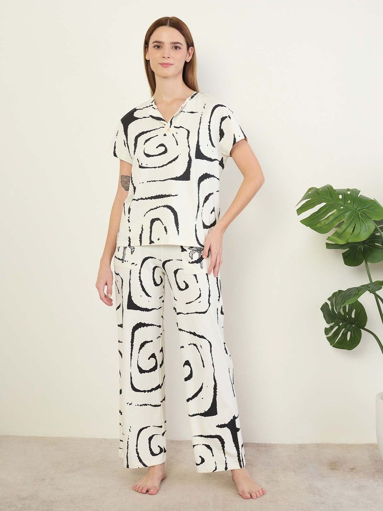 Sweet Dreams Women'S Abstract Printed T-Shirt and Pyjama-picture-18
