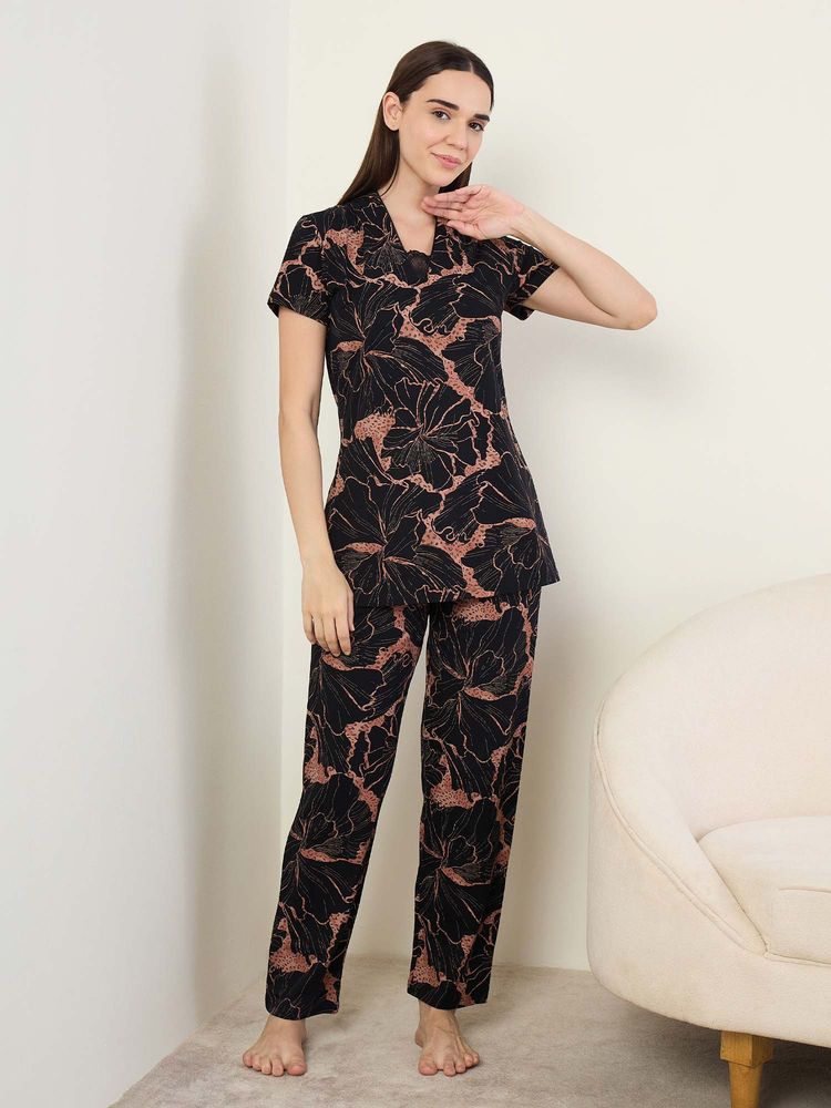Sweet Dreams Women'S Floral Printed T-Shirt and Pyjama-picture-23