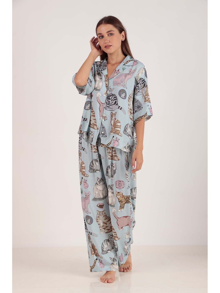 Masha Meow Blue Loungewear Shirt and Pyjama-picture-26