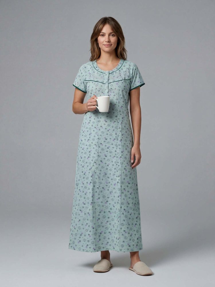 Sweet Dreams Women'S Floral Printed 100% Cotton Full-Length Nightdress.-picture-19