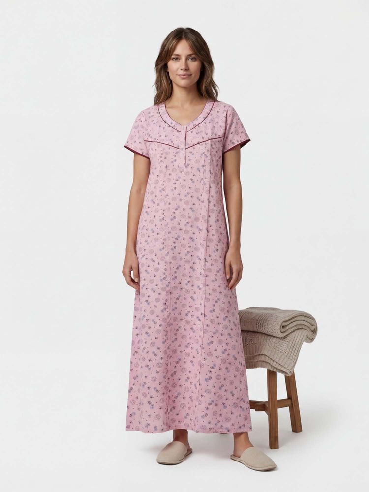 Sweet Dreams Women'S Floral Printed 100% Cotton Full-Length Nightdress.-picture-17