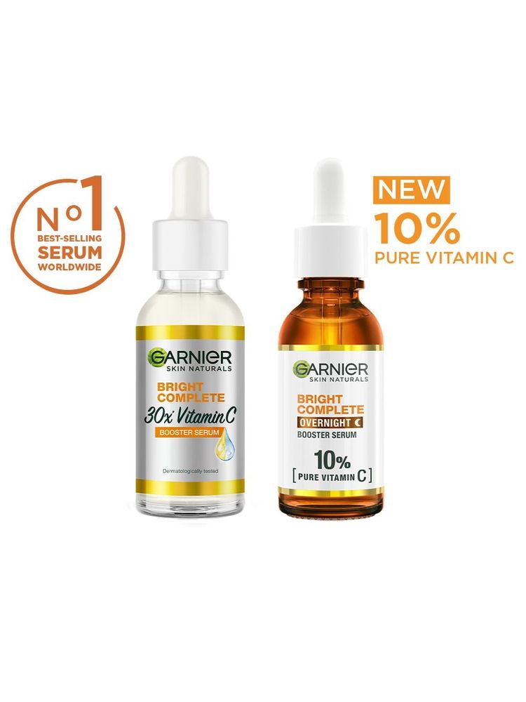 Garnier 30X Vitamin C Day + 10% Vitamin C Night Serum Combo - Wake Up to 73% Brighter Skin
