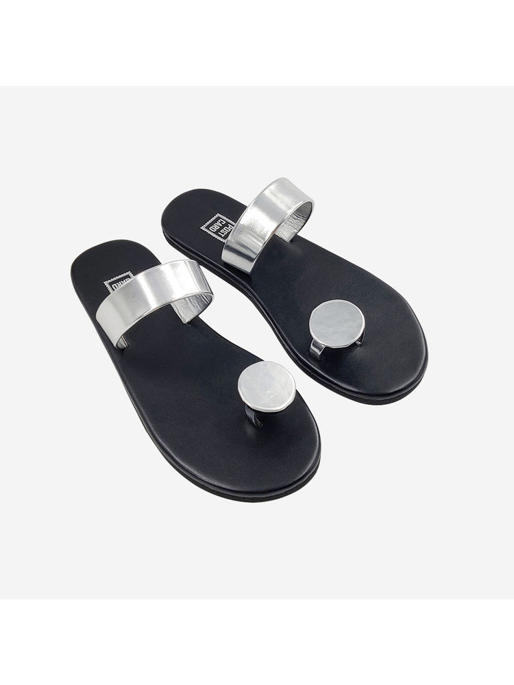 postcard Post Card Sunflower - Black Silver Flats Sandals-picture-17