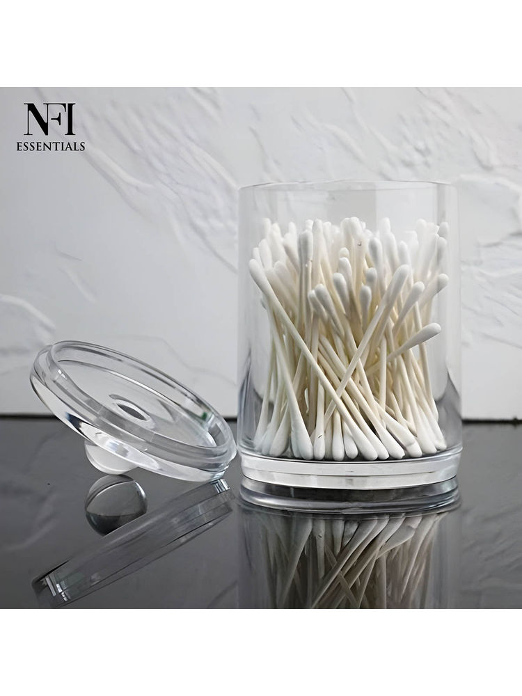 NFI Essentials Clear Cotton Swab Holder Acrylic Q-tip Jar with Lid Bathroom Vanity Organizer-picture-11