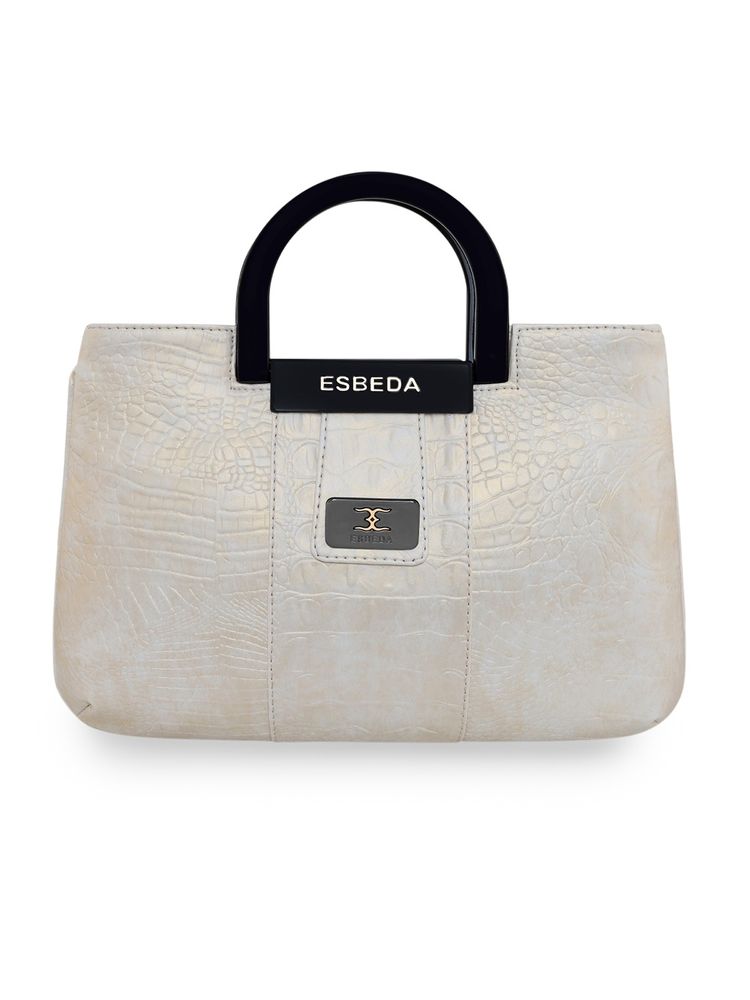 ESBEDA Off White Colour Drymilk Croco Acrylic Handle Handbag for Women