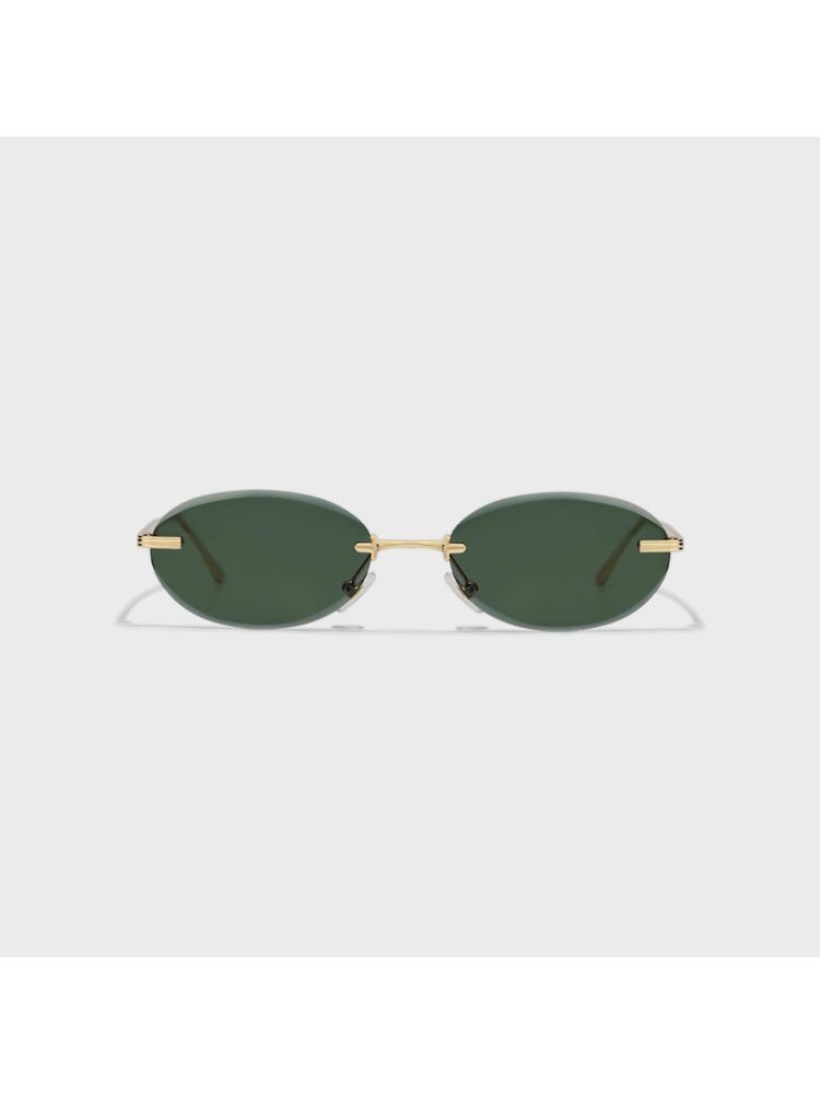 SAM AND MARSHALL Ro Metal Gold Frame Green Lens Oval Rimless Sunglasses- Rio_Olive_20271-picture-12